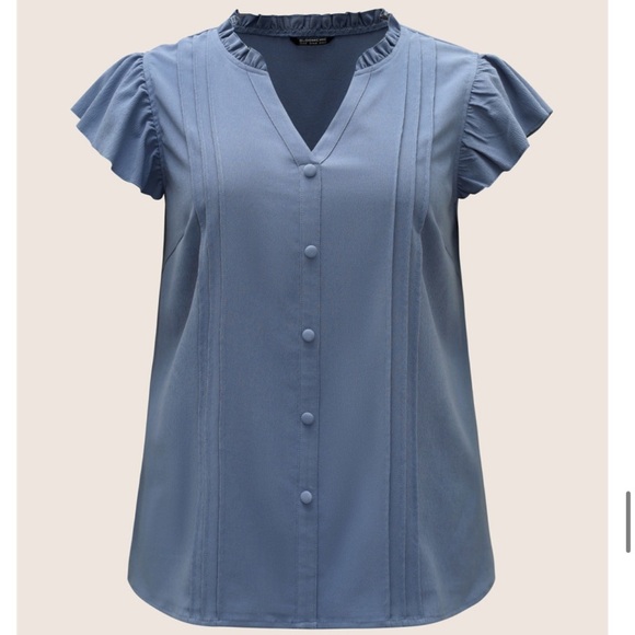 BloomChic Stone Stretchy Woven Pleated Button Detail Cap Sleeve Blouse 3XL us22 - Picture 8 of 9